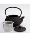 Black Arare cast iron teapot with stainless steel infuser and removable lid