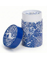 Blue and white ceramic tea caddy with floral patterns Côte d'Azur with lid Thés & Traditions