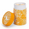 Côte d'Azur coral tea caddy with orange and white floral patterns Thés & Traditions