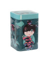 Teedose Sweet Little Geisha Water mit Geisha- und Drachenmotiv in Blau und Rosa