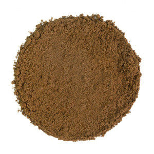 Bio-Hojicha-Teepulver in hellem Braun mit feiner, körniger Textur
