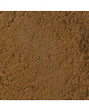 feines Pulver aus Bio-Hojicha-Grüntee, hellbraune Farbe, pudrige Textur