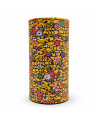 Yellow cylindrical box with traditional Japanese floral pattern for Thés & Traditions tea