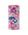 Boîte washi lotus motifs floraux et éventails couleurs pastel pour rangement thé ou infusions