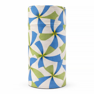 Boîte ronde en métal motif fleurs bleues et vertes pour thé vent d azur Thés et Traditions