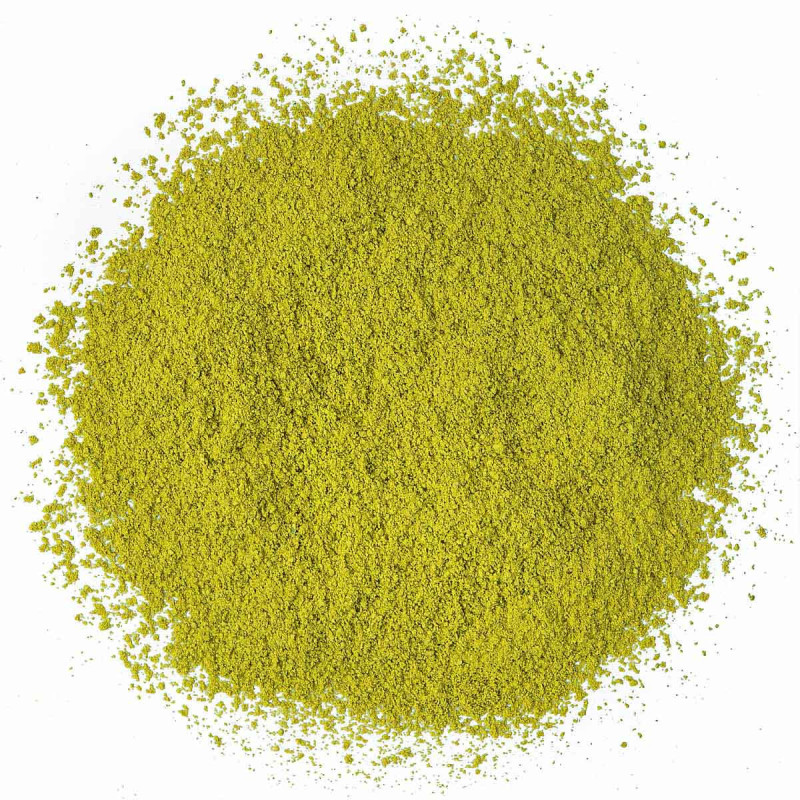 poudre de thé matcha bio couleur verte fine et homogène