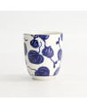 Tazza in porcellana bianca decorata con foglie di edera blu stile giapponese 17 cl