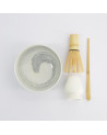 Matcha Hayase set bowl chasen whisk chashaku spoon white whisk holder Thés et Traditions