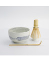 Matcha-Hayase-Set mit Keramikschale, Bambusbesen und traditionellem Matcha-Löffel