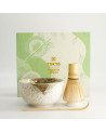 Yukishino matcha set with ceramic bowl bamboo whisk and Japanese spoon