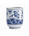 Tazza in porcellana bianca decoro onde blu capacità 16 cl