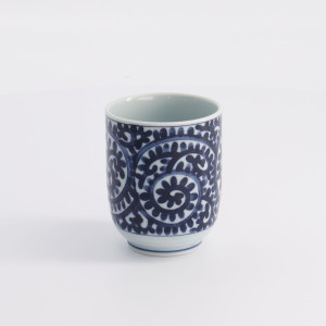 Porzellanbecher mit blau-weißem Spiralmuster, Fassungsvermögen 16 cl