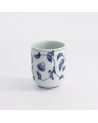 Tazza in porcellana bianca decorata con motivi floreali blu stile peonia 16 cl