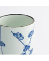 Tasse aus weißem Porzellan mit blauen Blütendekor und goldenem Rand, Fassungsvermögen 16 cl, Cherry Blue