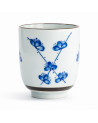 Tasse en porcelaine blanche décorée de fleurs bleues style cerisier 16 cl