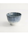 Tasse en céramique 180ml avec rayures bleues verticales style japonais