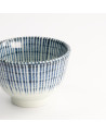 Tasse en céramique blanche à rayures bleues verticales capacité 180 ml