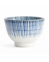 Tasse en céramique blanche avec rayures verticales bleues capacité 180 ml