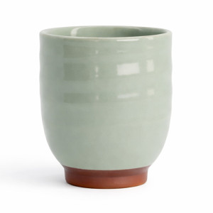 Yunomi-Tasse aus Keramik in Blaugrau mit Steingutboden, 20 cl