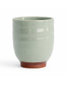 Tazza yunomi in ceramica blu grigio con base in terracotta 20 cl