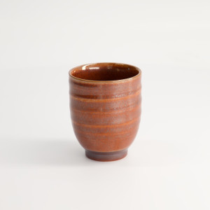 Yunomi-Tasse Tetsuaka aus roter Keramik, 20 cl Fassungsvermögen, ohne Henkel, glänzende Oberfläche