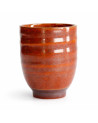 Tazza in ceramica arancio rosso lucida forma yunomi capacità 20 cl