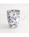 Mug en porcelaine décor feuilles de ginkgo bleu et blanc 38 cl