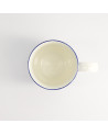 Weiße Tasse mit blauem Rand innen, rechts Henkel, minimalistisches Design 38 cl