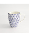 White ceramic mug with blue star motif, nippon style, with ergonomic handle