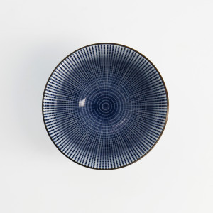 Tasse Sendan Blue 190 ml, geometrisches Muster in Blau und Weiß, feines Keramik-Inneres