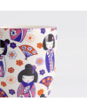 Ceramic mug decorated with kawaii Maiko motifs, flowers and colorful fans