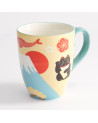 Mug Kawaii Japan motifs mont Fuji chat porte-bonheur carpe et fleurs 380 ml