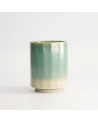 Himmelblau-Beige Keramiktasse, 30 cl Fassungsvermögen, elegantes geriffeltes Design