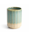 Himmelblau und beige Keramiktasse, 30 cl Fassungsvermögen, glänzende Oberfläche und zylindrische Form