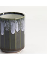 Tasse Midori 30 cl en céramique verte avec glaçure blanche effet coulure