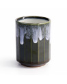 Tasse en céramique verte avec glaçure blanche effet coulure capacité 30 cl