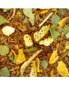 Mischung aus Rooibos, Eukalyptusblättern und Orangenschalen für die Infusion Wilde Frische