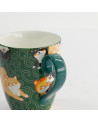 Mug vert décoré de chiens Shiba et motifs tourbillons poignée incurvée