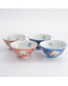 Kawaii Lucky Cat Blue/Pink Ricebowl