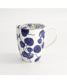 Mug en porcelaine blanche décor feuilles de lierre bleu style japonais Flora Japonica