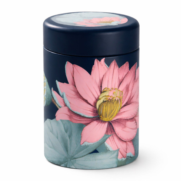 Scatola per il tè Padma blu 125g - Decoro fiore di loto