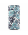 Cilindrische doos van washi-papier met blauw en zwart bloemmotief voor thé et traditions