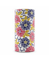 Boîte cylindrique en papier washi motifs floraux roses bleus et feuilles vertes