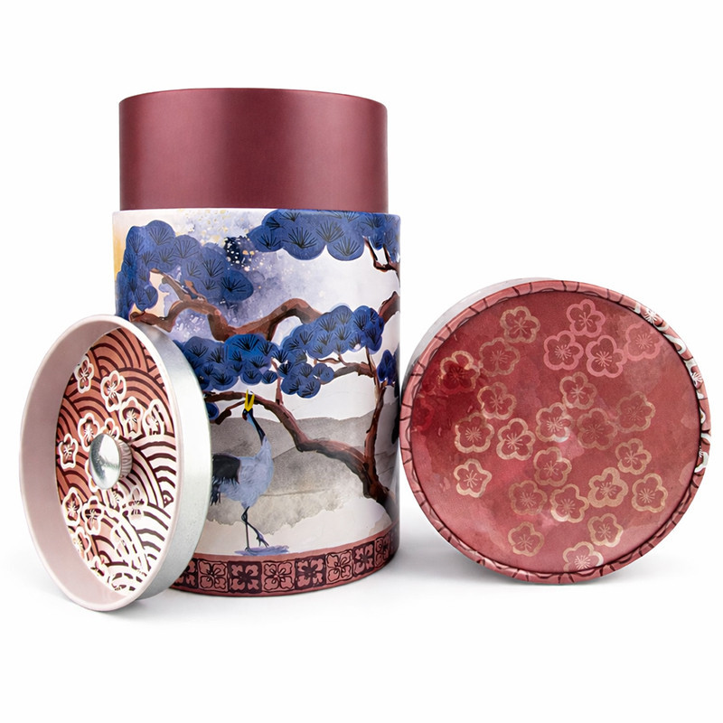 Boîte à thé Crane Rouge 150 g en fer blanc