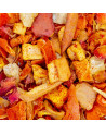 dried fruit blend and peach pieces for Peach Melba herbal tea by Thés et Traditions
