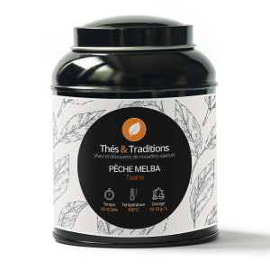 Kräutertee Pêche Melba in der Metalldose
