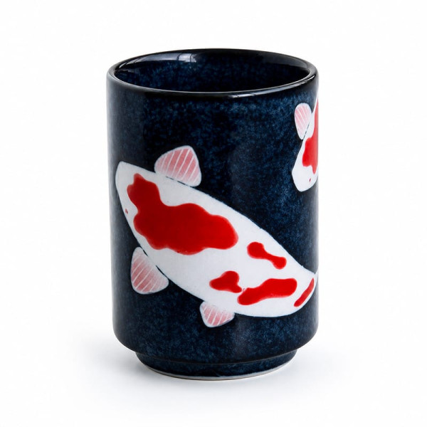 Tazza Koi Rosso in porcellana giapponese 200ml, colore rosso profondo, vista frontale