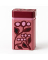 Metalen theeblik in roze en bordeaux met grafisch bloemenmotief, inhoud 150 g, Seventea Rood blik