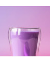 Bicchiere di latte all'ube viola su sfondo rosa – Thés & Traditions