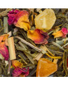 tè verde pure passion foglie di tè, pezzi di frutta e petali di fiori colorati